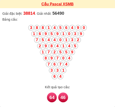 Soi cầu MB theo tổng pascal ngày 30/01/2026